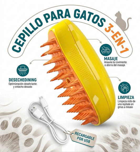 Cepillo A Vapor Para Mascotas 3 en 1